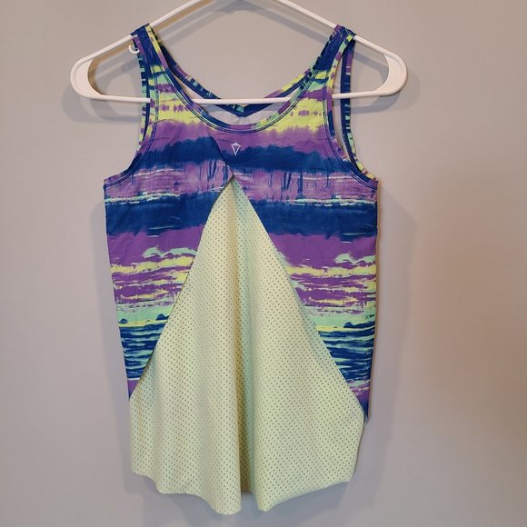 Ivivva Lululemon Tank Top Girls 10 Purple Green Tie Dye - Picture 3 of 8